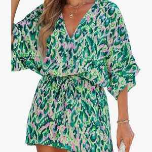 Cupshe Green and Pink Patterned Jumpsuit